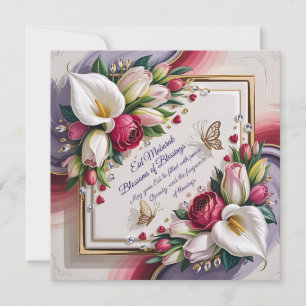 Elegante Eid Al Adha-Grußkarte mit weißer Calla Karte