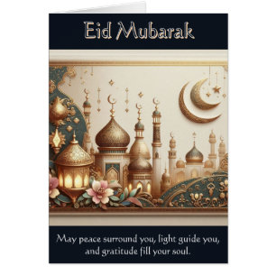 Elegante Eid Card - Frieden, Licht und Dankbarkeit