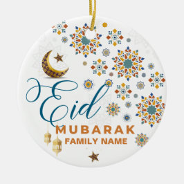 Elegante Eid Mubarak Calligrafy Moon Keramik Ornament