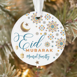 Elegante Eid Mubarak Calligraphy Moon Stars Ornament