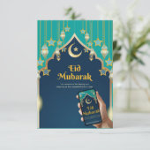 Elegante Eid Mubarak Card (Stehend Vorderseite)