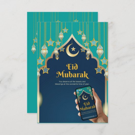 Elegante Eid Mubarak Card (Vorne/Hinten)