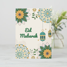 Elegante Eid Mubarak Card mit Signalleuchten und B Feiertagskarte