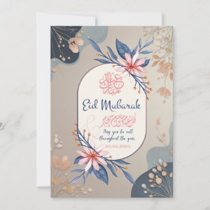 Elegante Eid Mubarak Florale Islamische Grußkarte Einladung