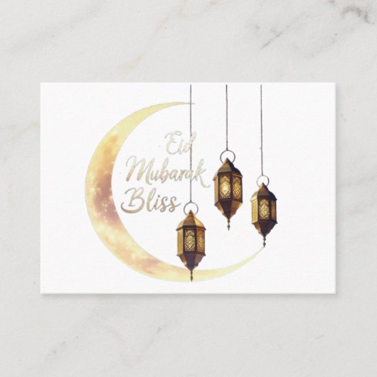 Elegante "Eid Mubarak" Geschenkkarte - Crescent Mo Telefonnummerkarte (Vorderseite)