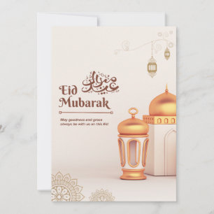 Elegante Eid Mubarak-Moschee-Laternen-Kunst Feiertagskarte