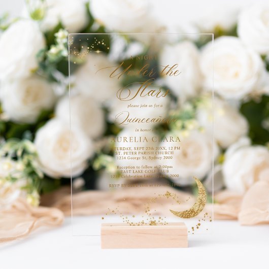 Elegante Eine Nacht unter den Sternen Quinceñera Acryleinladungen