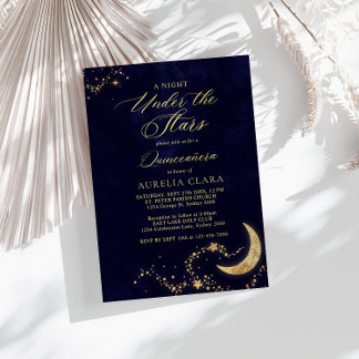 Elegante Eine Nacht unter den Sternen Quinceñera Einladung