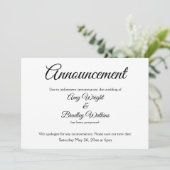 Elegante, einfach aufgeschobene Hochzeitsankündigu Einladung (Stehend Vorderseite)