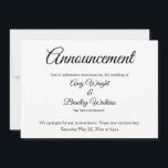 Elegante, einfach aufgeschobene Hochzeitsankündigu Einladung<br><div class="desc">Hier ist eine elegante, einfache Karte, um Ihre Gäste zu benachrichtigen, wenn es notwendig wird, um Ihre Hochzeit zu ändern. Verwenden Sie die Vorlagenfelder, um Ihre persönlichen Daten hinzuzufügen und dieses einzigartige, moderne Design zu Ihrem eigenen zu machen. Der weiße Hintergrund kann in eine beliebige Farbe geändert werden. Alle Schriftart...</div>