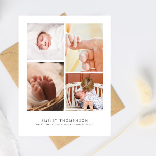 Elegante einfache 4-Foto-Baby-Shower-Dankeschön-Ka Postkarte