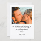 elegante, einfache 4 Fotos Hochzeitscollage Dankeskarte (Rückseite)