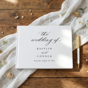 Elegante einfache alte Geld Schwarz-Weiß-Hochzeit Gästebuch