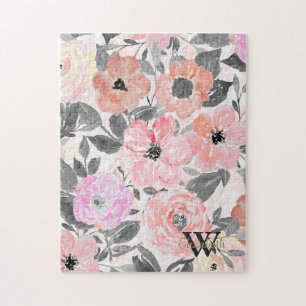 Elegante einfache Aquarell-Blumen Puzzle