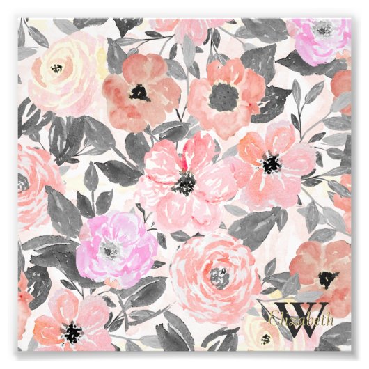 Elegante, einfache Aquarellblumen Fotodruck (Vorne)