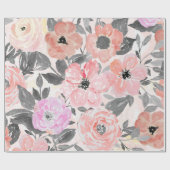 Elegante, einfache Aquarellblumen Geschenkpapier (Flach)