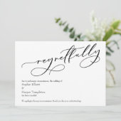 Elegante einfache "bedauerlich" abgesagte Hochzeit Einladung (Stehend Vorderseite)