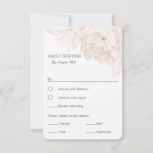 Elegante, einfache Beige Peony-UAWG mit Speisekart RSVP Karte (Vorderseite)