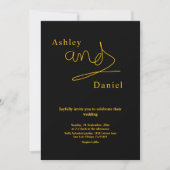 Elegante einfache Black and Gold Luxury Chic Weddi Einladung (Vorderseite)
