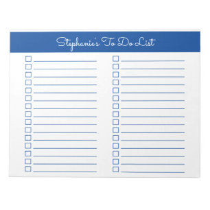 Elegante einfache blaue 8,5x11 Zwei-Spalten-Checkl Notizblock
