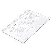 Elegante Einfache Blume Schwarz-weiß Notizblock (angewinkelt)