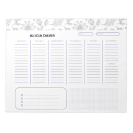 Elegante Einfache Blume Schwarz-weiß Notizblock