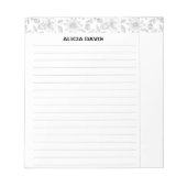 Elegante Einfache Blume Schwarz-weiß Notizblock (Vorderseite)