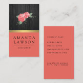 Elegante einfache Blume und Holzpaneele Visitenkarte (Vorne/Hinten)