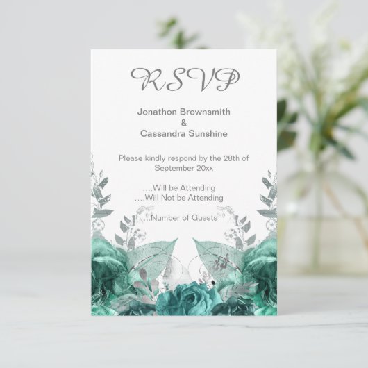 ELEGANTE EINFACHE BLUMENGREEN METALLIKISCHE UAWG EINLADUNG (Stehend Vorderseite)