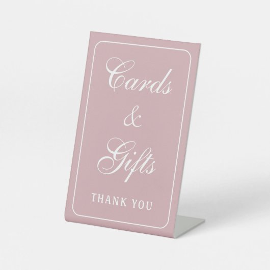Elegante, einfache Blush Cards und Geschenke Sockelschild (Vorderseite)