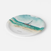 Elegante, einfache Bootsfahrt Hochzeit Pappteller (Schrägansicht)