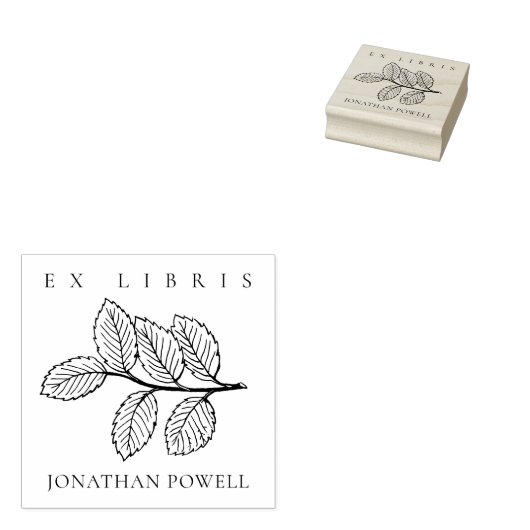 Elegante einfache botanische Blätter Custom Ex Lib Gummistempel (Stempel)
