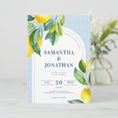 Elegante einfache Botanische Hochzeit am Mittelmee Einladung (Stehend Vorderseite)