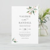 Elegante Einfache Botanische Hochzeit Einladung (Stehend Vorderseite)