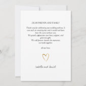 Elegante einfache Chic-Script-Liebe mit Heart Wedd Dankeskarte (Rückseite)