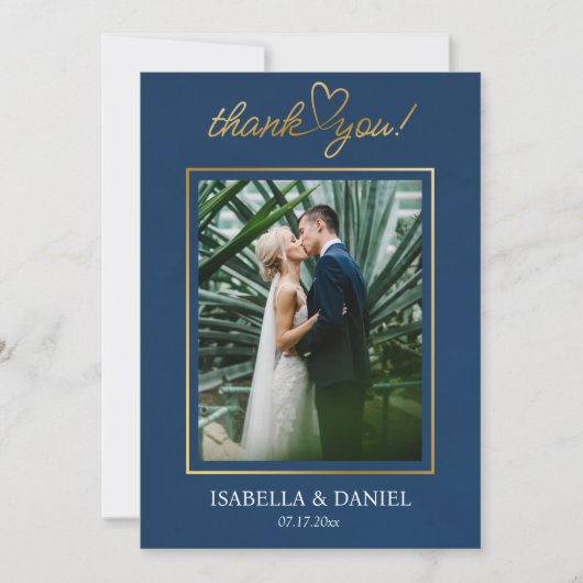 Elegante einfache Chic-Script-Liebe mit Heart Wedd Dankeskarte (Vorderseite)