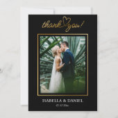 Elegante einfache Chic-Script-Liebe mit Heart Wedd Dankeskarte (Vorderseite)