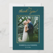 Elegante einfache Chic-Script-Liebe mit Heart Wedd Dankeskarte (Vorderseite)