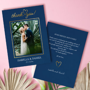 Elegante einfache Chic-Script-Liebe mit Heart Wedd Dankeskarte