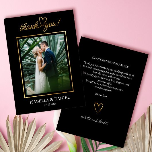 Elegante einfache Chic-Script-Liebe mit Heart Wedd Dankeskarte