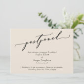 Elegante einfache Creme Postponed Wedding Card Einladung (Stehend Vorderseite)