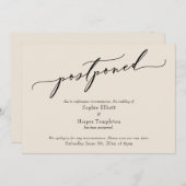 Elegante einfache Creme Postponed Wedding Card Einladung (Vorne/Hinten)