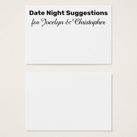 Elegante, einfache Date Night Suggestionen Weiße K (Vorne & Hinten)