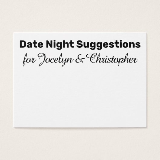 Elegante, einfache Date Night Suggestionen Weiße K (Vorderseite)