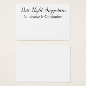 Elegante, einfache Date Night Suggestions Card (Vorne & Hinten)