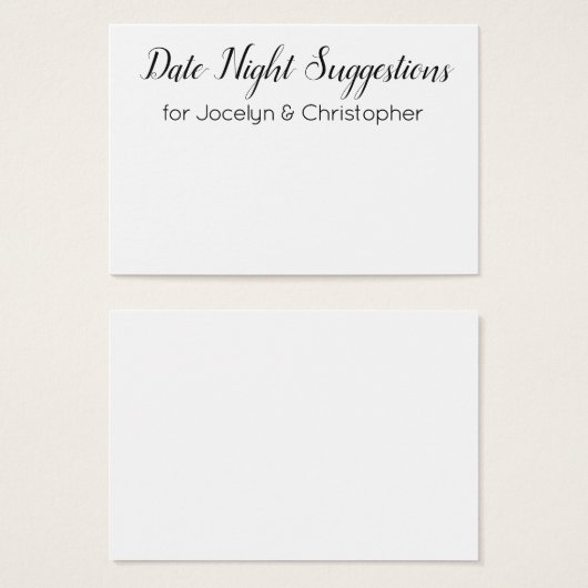 Elegante, einfache Date Night Suggestions Card (Vorne & Hinten)