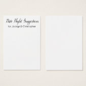 Elegante, einfache Date Night Suggestions Card (Vorne & Hinten)