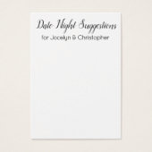 Elegante, einfache Date Night Suggestions Card (Vorderseite)