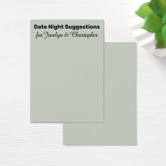 Elegante, einfache Date Night Suggestions Sage Car (Schreibtisch)