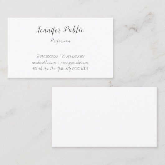 Elegante, einfache Design Template Calligraphy Mod Visitenkarte (Vorne/Hinten)